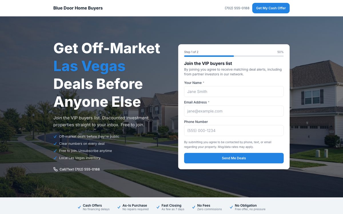 Cash Buyer Site template preview
